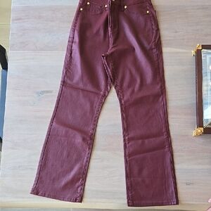 Burgundy Straight-Leg Pants